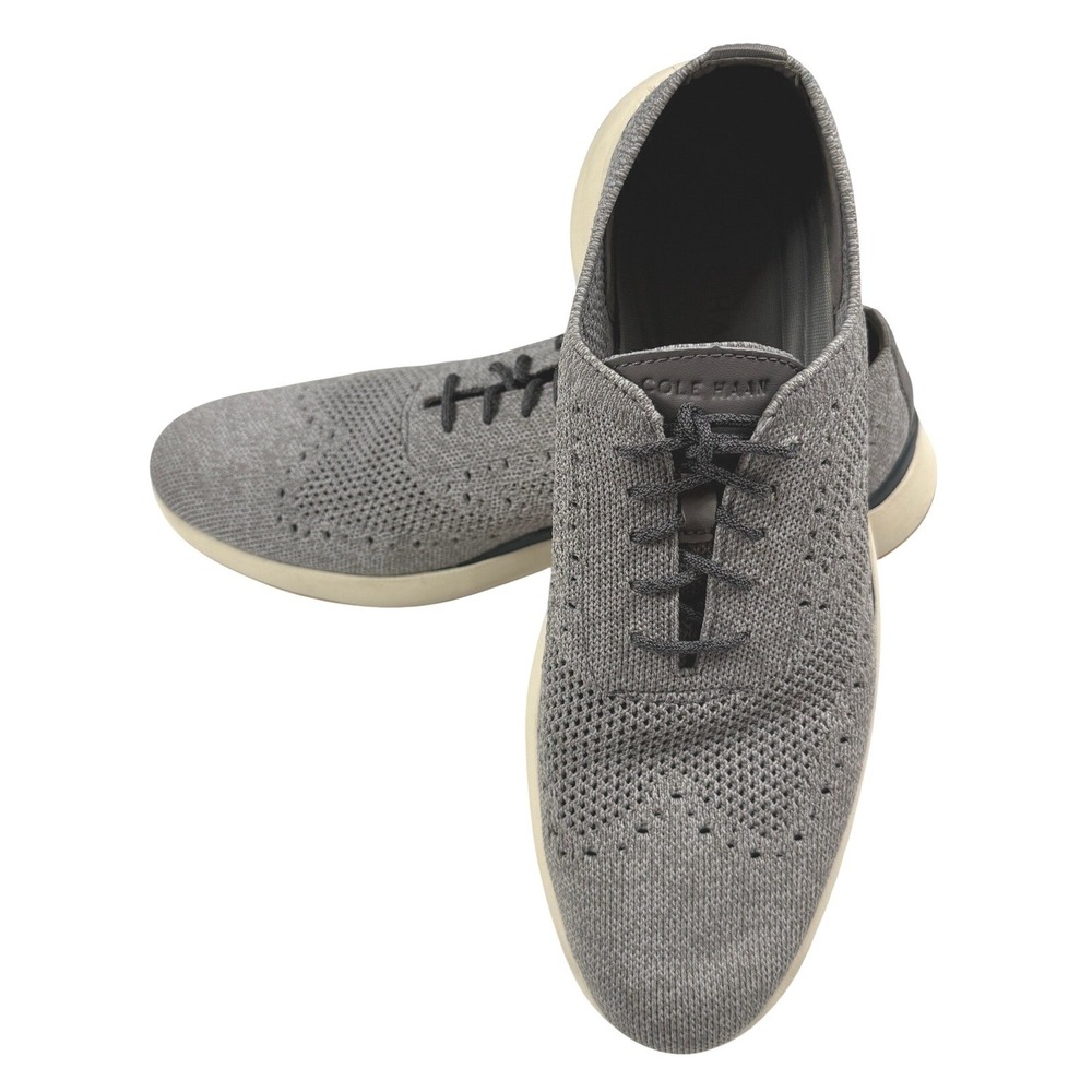 Cole Haan 2.Zerogrand Stitchlite Wingtip Oxford Grey Knit Shoes C33769 Mens 10.5
